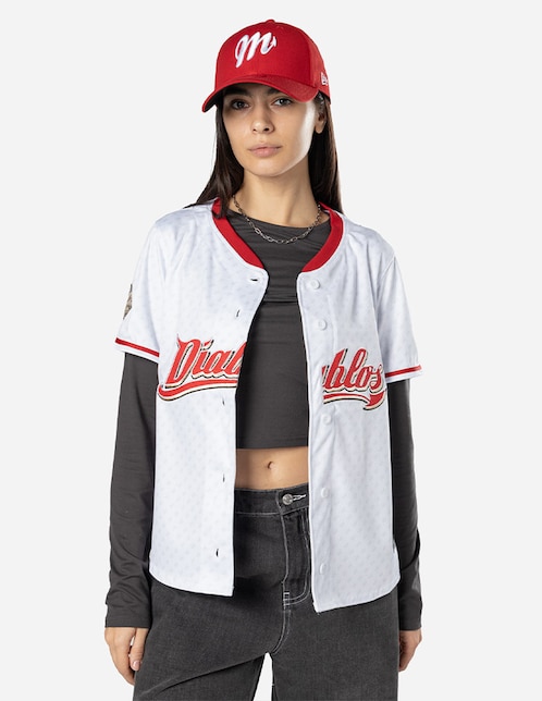 Jersey de Diablos Rojos del México local New Era para mujer