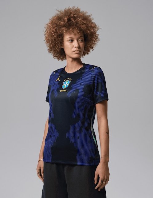 Jersey de Selección de Fútbol de Brasil visitante manga corta Mundial Nike fan para mujer