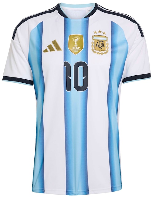 Jersey de Selección de fútbol de Argentina local de Lionel Messi manga corta Mundial Adidas jugador para hombre