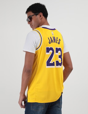 Jersey de Los Angeles Lakers local de LeBron James manga corta Nike para hombre