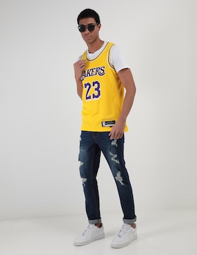 Jersey de Los Angeles Lakers local de LeBron James manga corta Nike para hombre