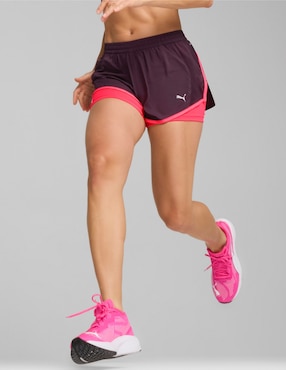 Short Efecto Doble Prenda Puma Para Correr Mujer