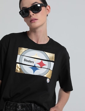 Playera deportiva para fútbol americano New Era Pittsburgh Steelers de mujer