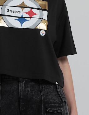 Playera deportiva para fútbol americano New Era Pittsburgh Steelers de mujer