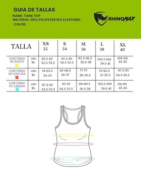 Tank top para entrenamiento Rhinomax de mujer