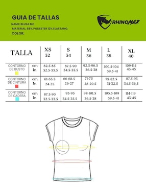 Playera deportiva para entrenamiento Rhinomax de mujer