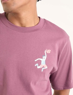Playera deportiva casual New Balance Hoops Cartoon de hombre