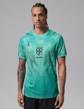 Jersey de selección de fútbol de Brasil local de manga corta Mundial Nike fan para hombre