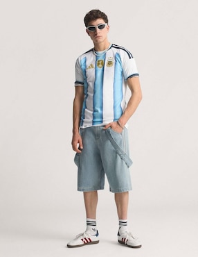 Jersey de Selección de fútbol de Argentina local authentic manga corta Mundial Adidas para hombre