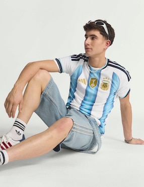 Jersey de Selección de fútbol de Argentina local authentic manga corta Mundial Adidas para hombre