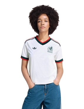 Jersey de Selección Nacional de México visitante Mundial Adidas fan para mujer