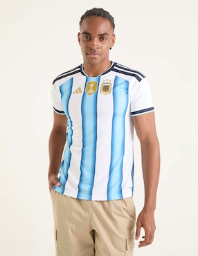 Jersey de Selección de fútbol de Argentina local manga corta Mundial Adidas para hombre