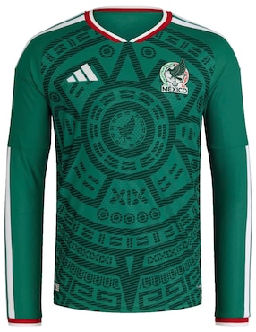 Jersey de Selección Nacional de México local manga larga Mundial Adidas jugador para hombre