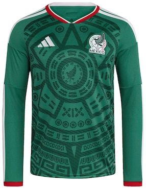 Jersey de Selección Nacional de México local manga larga Mundial Adidas para hombre