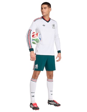 Jersey de Selección Nacional de México visitante manga larga Mundial Adidas jugador para hombre