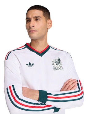 Jersey de Selección Nacional de México visitante manga larga Mundial Adidas jugador para hombre