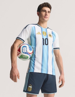 Jersey de  Selección de fútbol de Argentina visitante authentic de Lionel Messi manga corta Mundial Adidas jugador para hombre