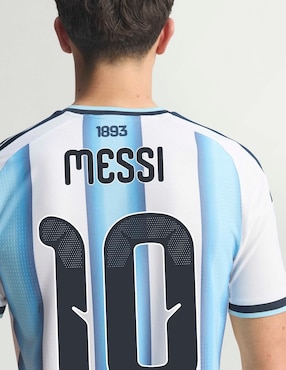Jersey de  Selección de fútbol de Argentina visitante authentic de Lionel Messi manga corta Mundial Adidas jugador para hombre