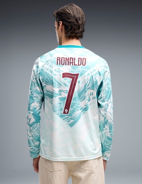 Jersey de Selección de Fútbol de Portugal visitante de Ronaldo manga larga Mundial Puma fan para hombre