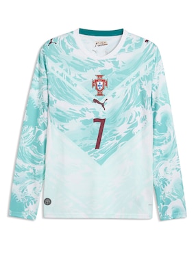 Jersey de Selección de Fútbol de Portugal visitante de Ronaldo manga larga Mundial Puma fan para hombre