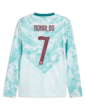 Jersey de Selección de Fútbol de Portugal visitante de Ronaldo manga larga Mundial Puma fan para hombre