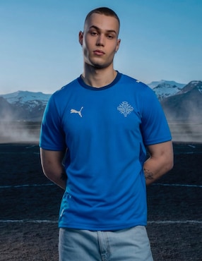 Jersey de Islandia local manga corta Mundial Puma para hombre