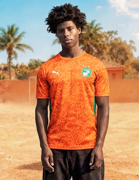 Jersey de Costa de marfil local manga corta Mundial Puma para hombre