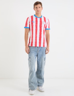 Jersey de Selección de Fútbol de Paraguay local manga corta Mundial Puma fan para hombre