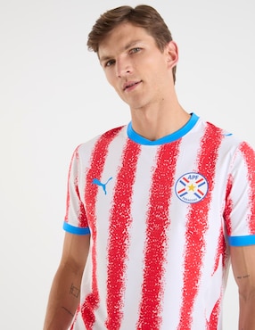 Jersey de Selección de Fútbol de Paraguay local manga corta Mundial Puma fan para hombre
