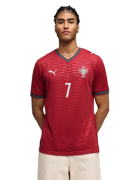 Jersey de Selección de fútbol de Portugal local de Ronaldo manga corta Mundial Puma para hombre