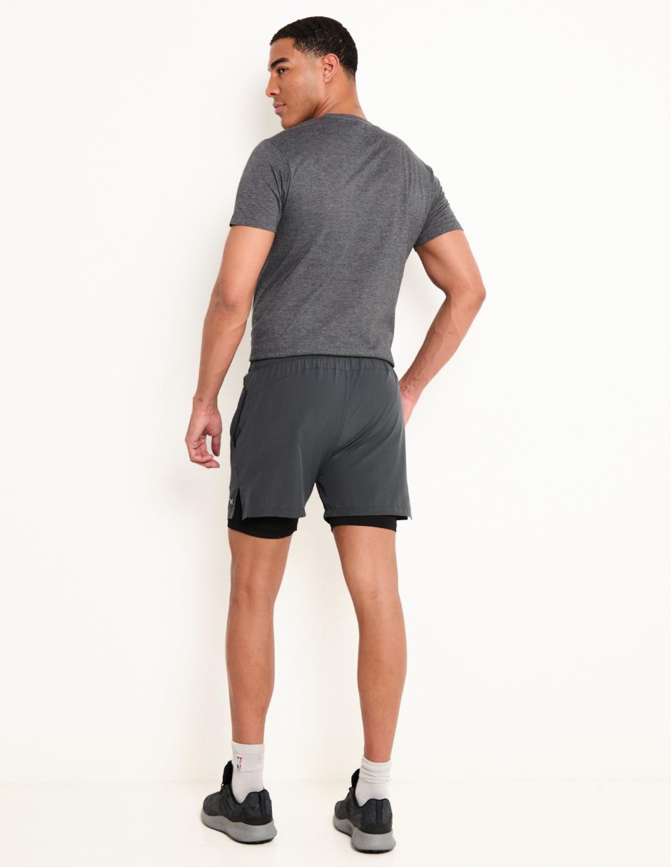 Short efecto doble prenda para correr hombre 2