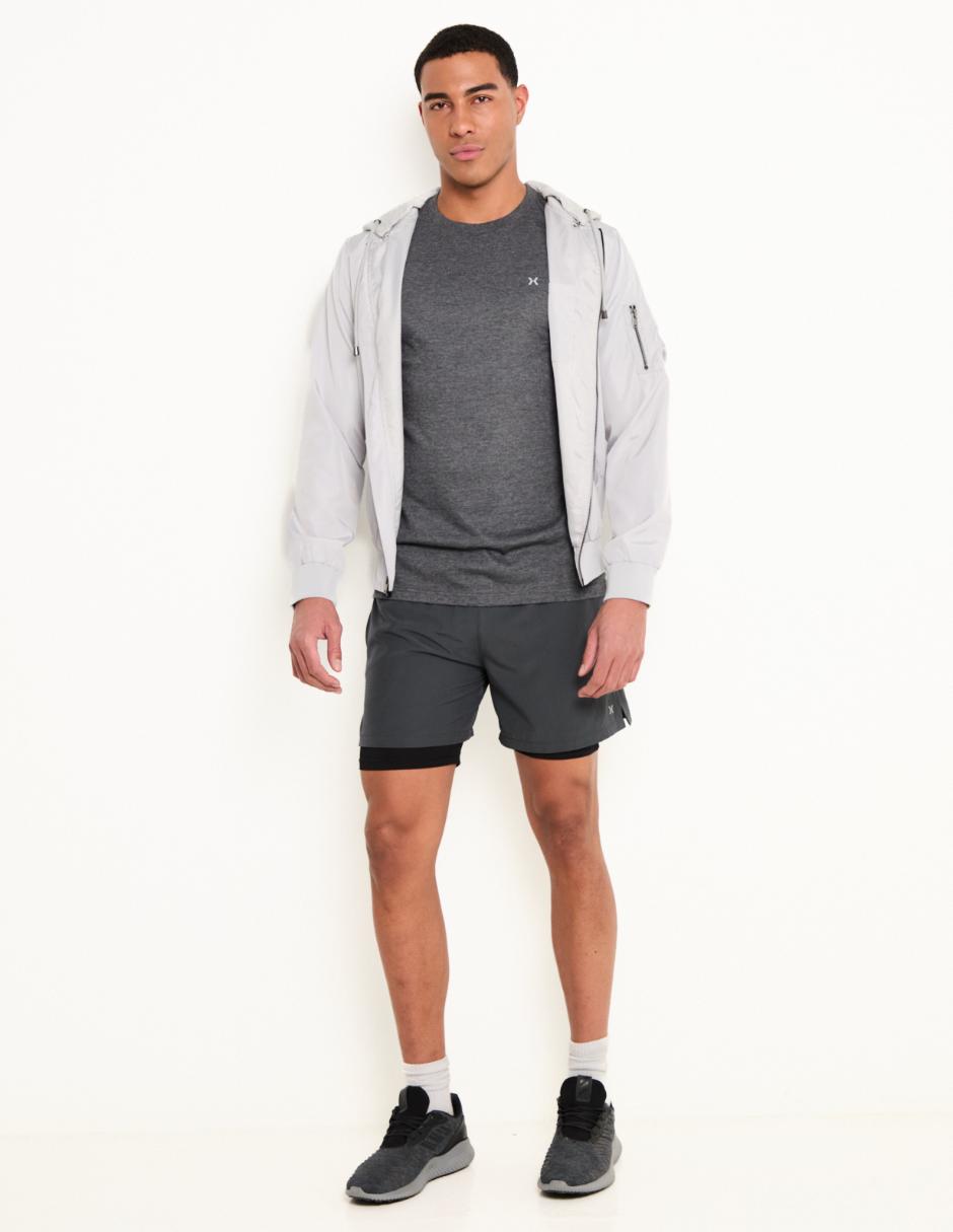 Short efecto doble prenda para correr hombre 3