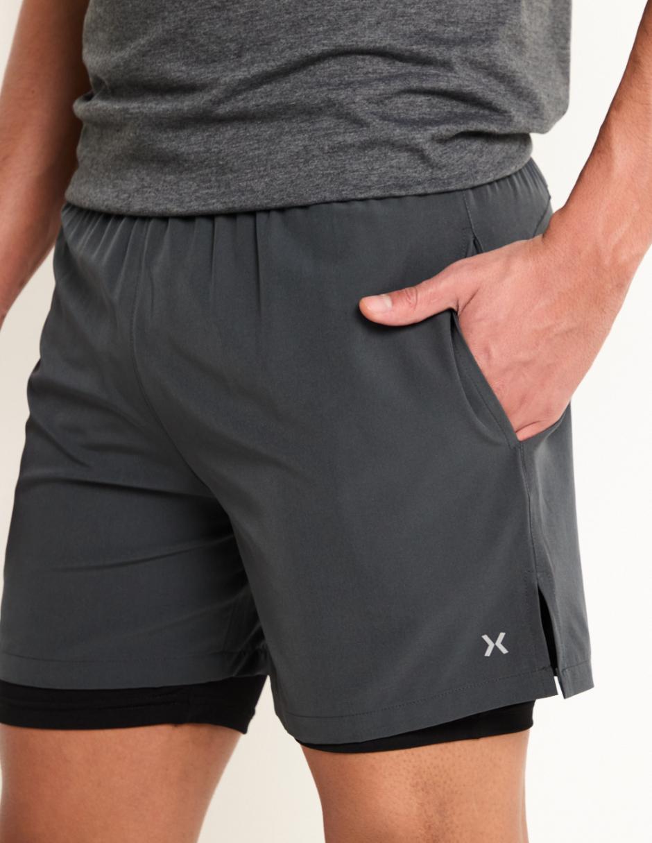 Short efecto doble prenda para correr hombre 4