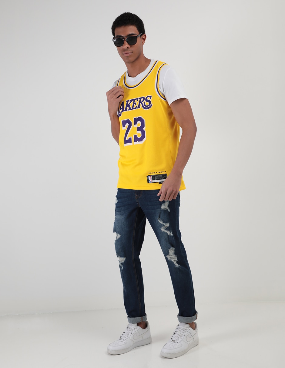 Jersey de Los Angeles Lakers local de LeBron James manga corta   para hombre 3
