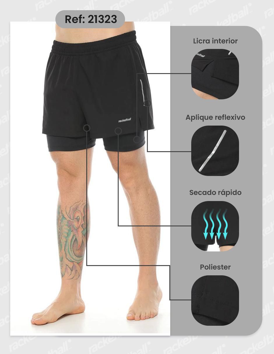 Short efecto doble prenda para entrenamiento hombre 3