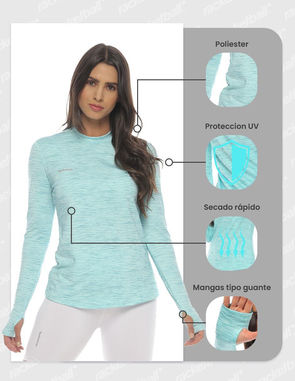 "playera" "manga" larga racketball racketball "cuello" redondo "para mujer"