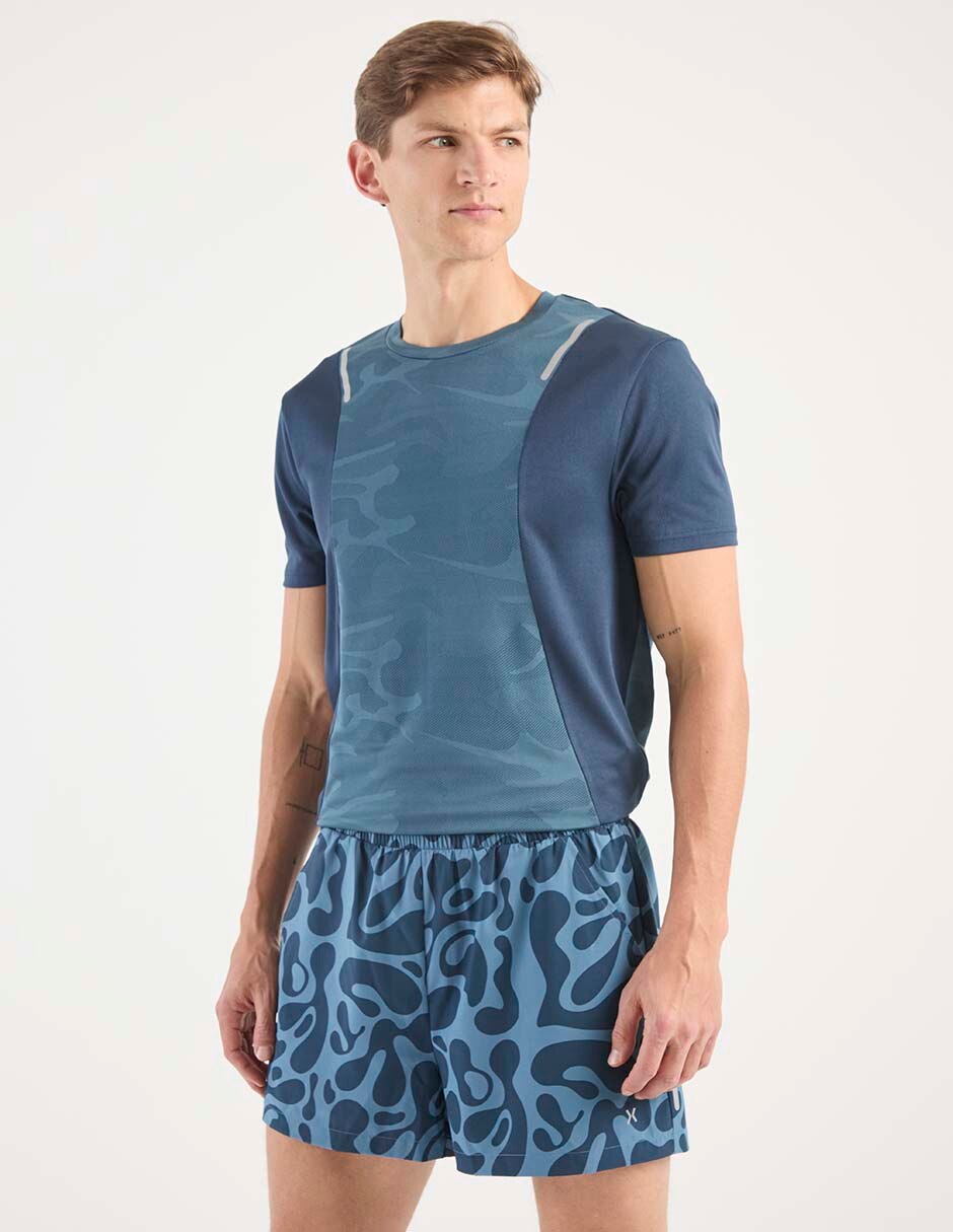 Short efecto doble prenda para correr hombre