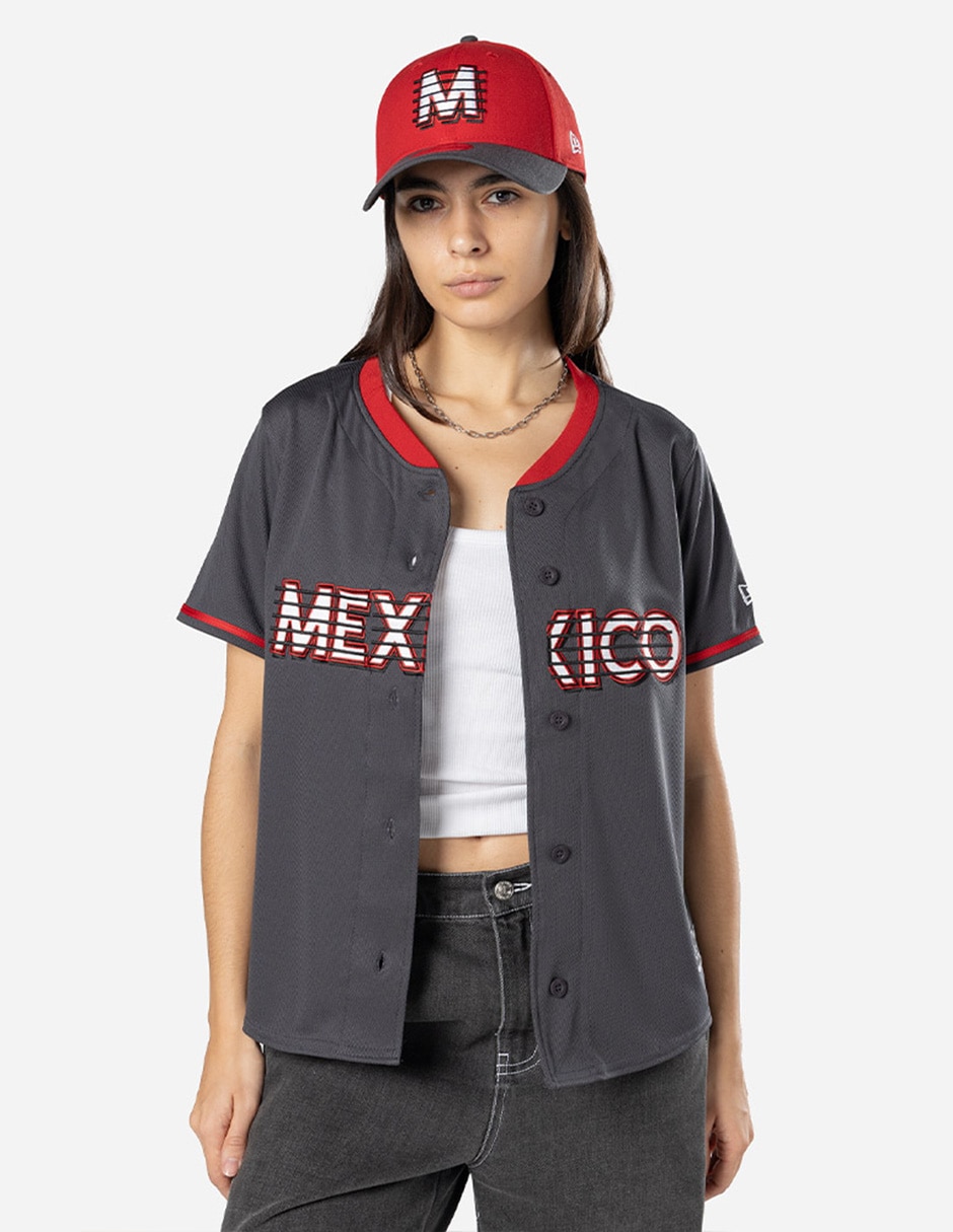 Jersey de Diablos Rojos del México cuarto equipo manga corta para mujer Jersey de Diablos Rojos del México cuarto equipo manga corta para mujer