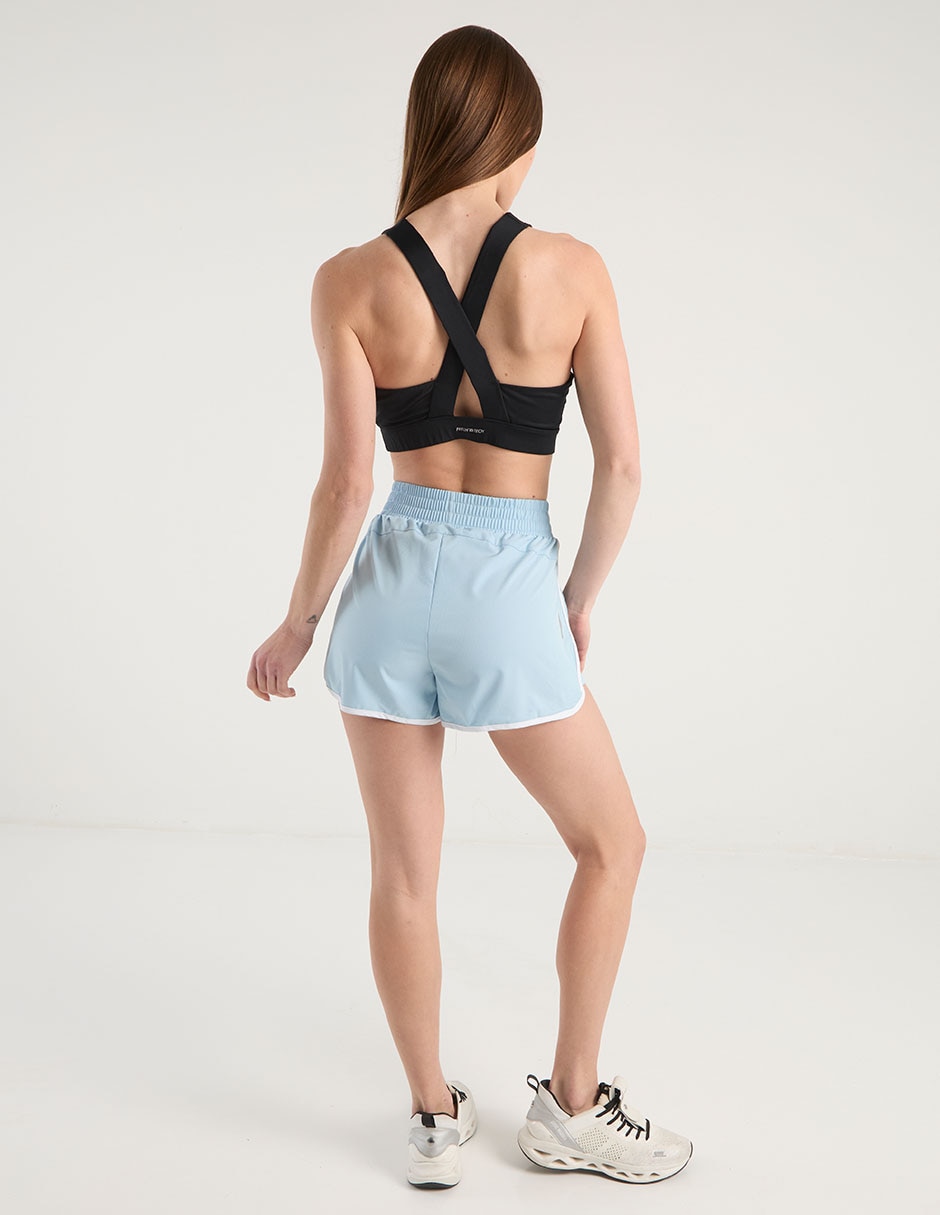 Short con efecto doble prenda para correr mujer 6