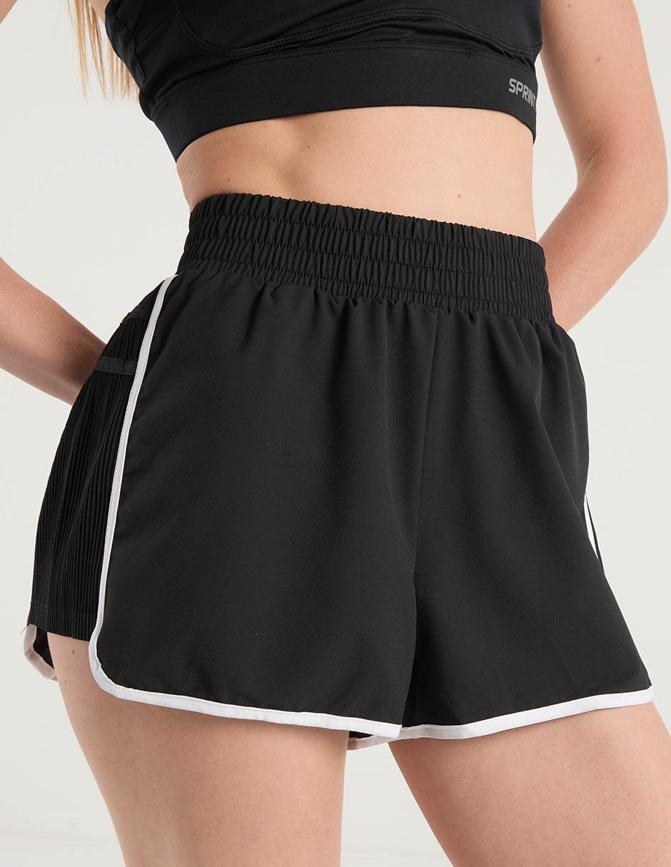 Short con efecto doble prenda X10 para correr mujer