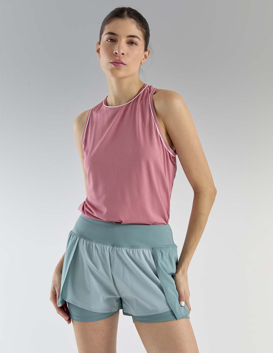 Short efecto doble prenda para entrenamiento mujer Short efecto doble prenda para entrenamiento mujer