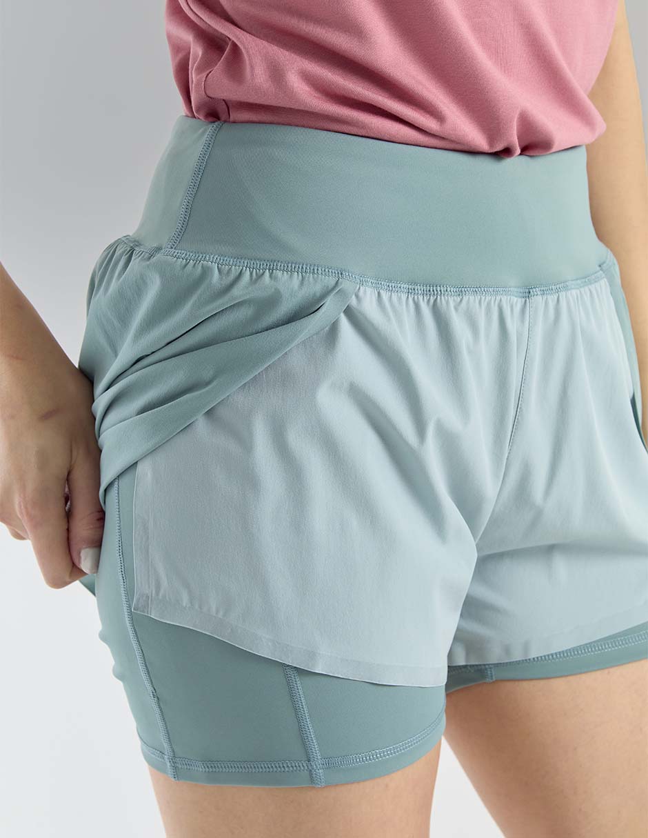 Short efecto doble prenda para entrenamiento mujer 5