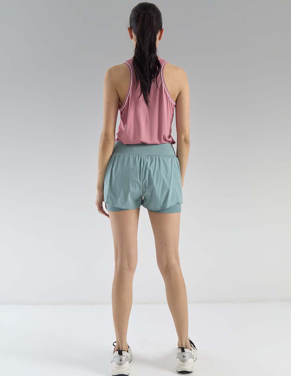 Short efecto doble prenda para entrenamiento mujer 6