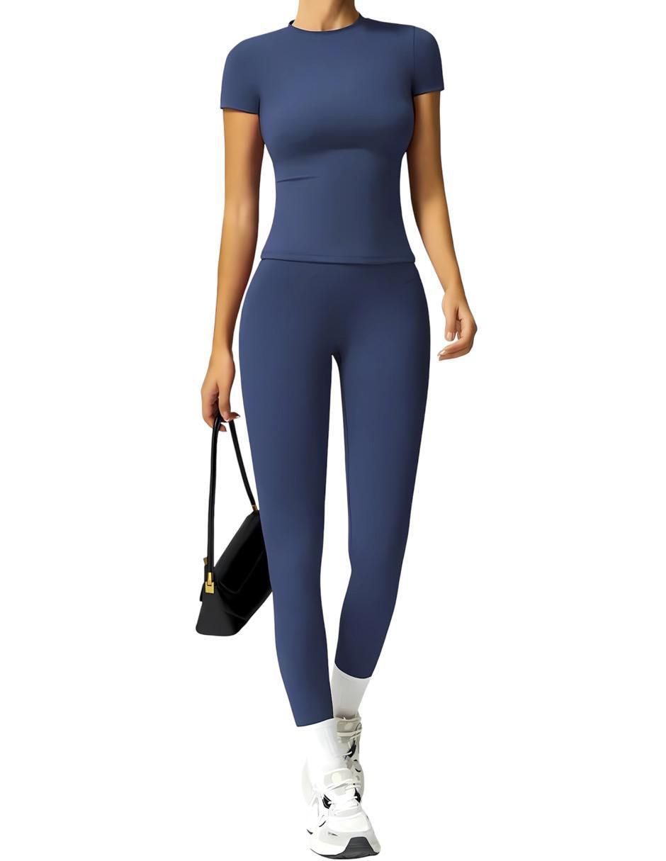 Conjunto deportivo ajustado con elástico para mujer 2