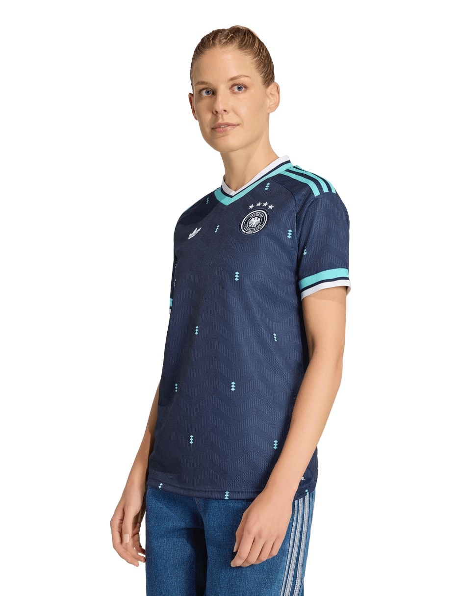 Jersey de Selección de fútbol de Alemania visitante fan para mujer Jersey de Selección de fútbol de Alemania visitante fan para mujer