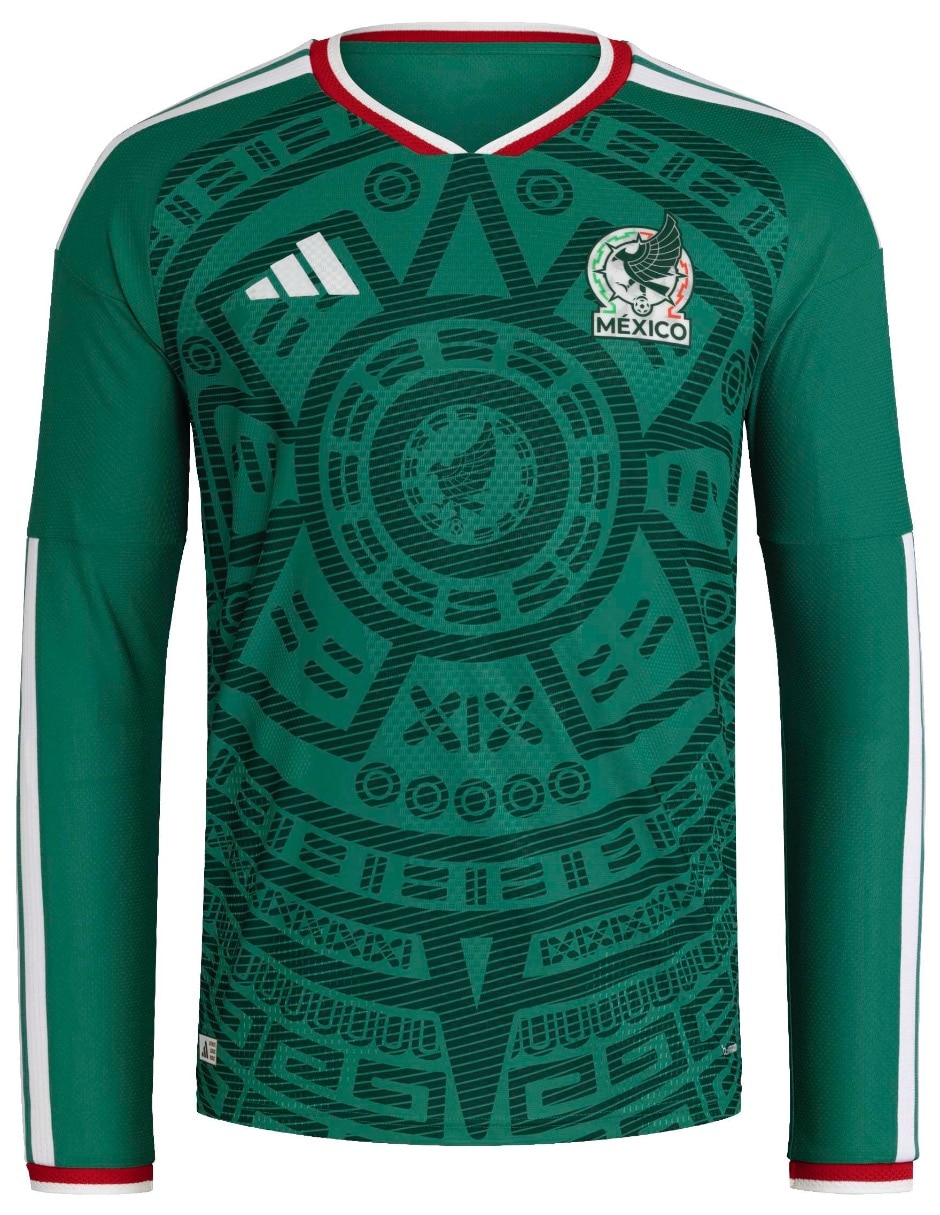Jersey de Selección Nacional de México local manga larga jugador para hombre Jersey de Selección Nacional de México local manga larga jugador para hombre