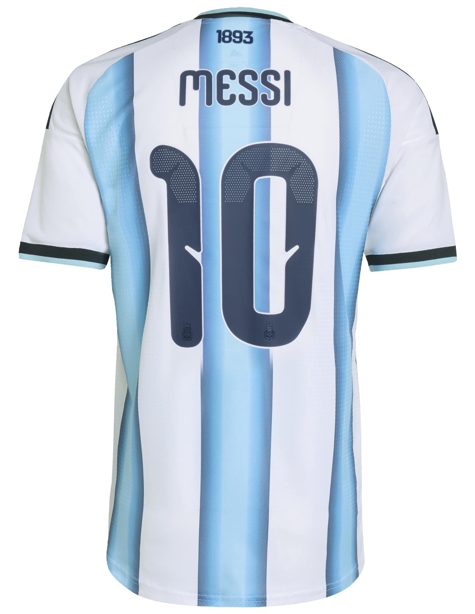 Jersey de Selección de fútbol de Argentina visitante authentic de Lionel Messi manga corta  jugador para hombre 3