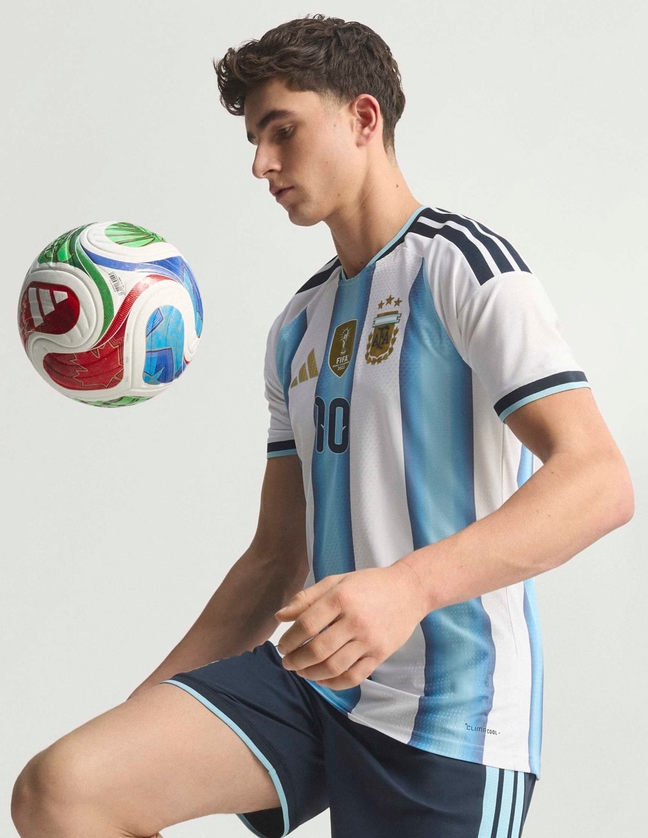 Jersey de Selección de fútbol de Argentina visitante authentic de Lionel Messi manga corta  jugador para hombre 6