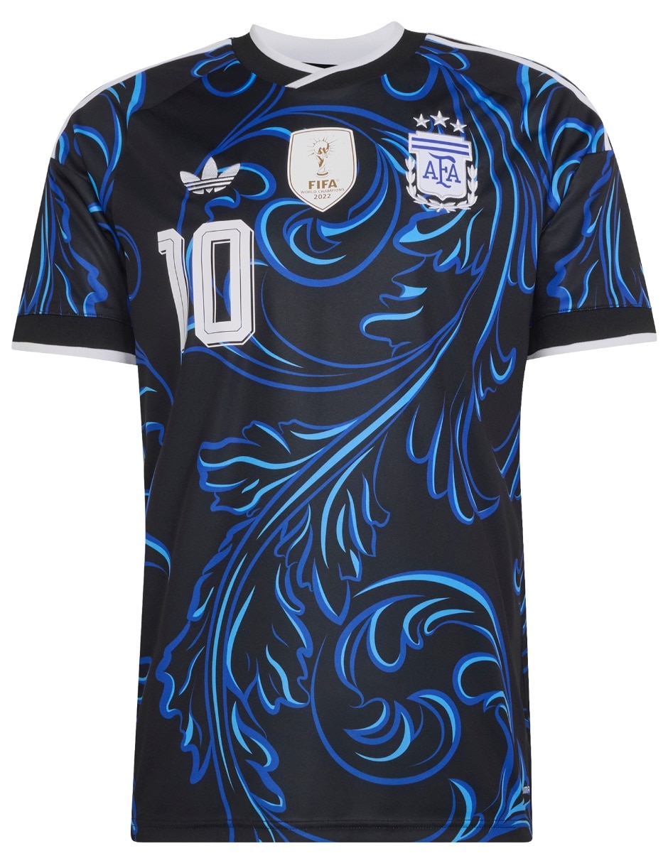 Jersey Selección de fútbol de Argentina visitante de Lionel Messi manga corta jugador para hombre 2