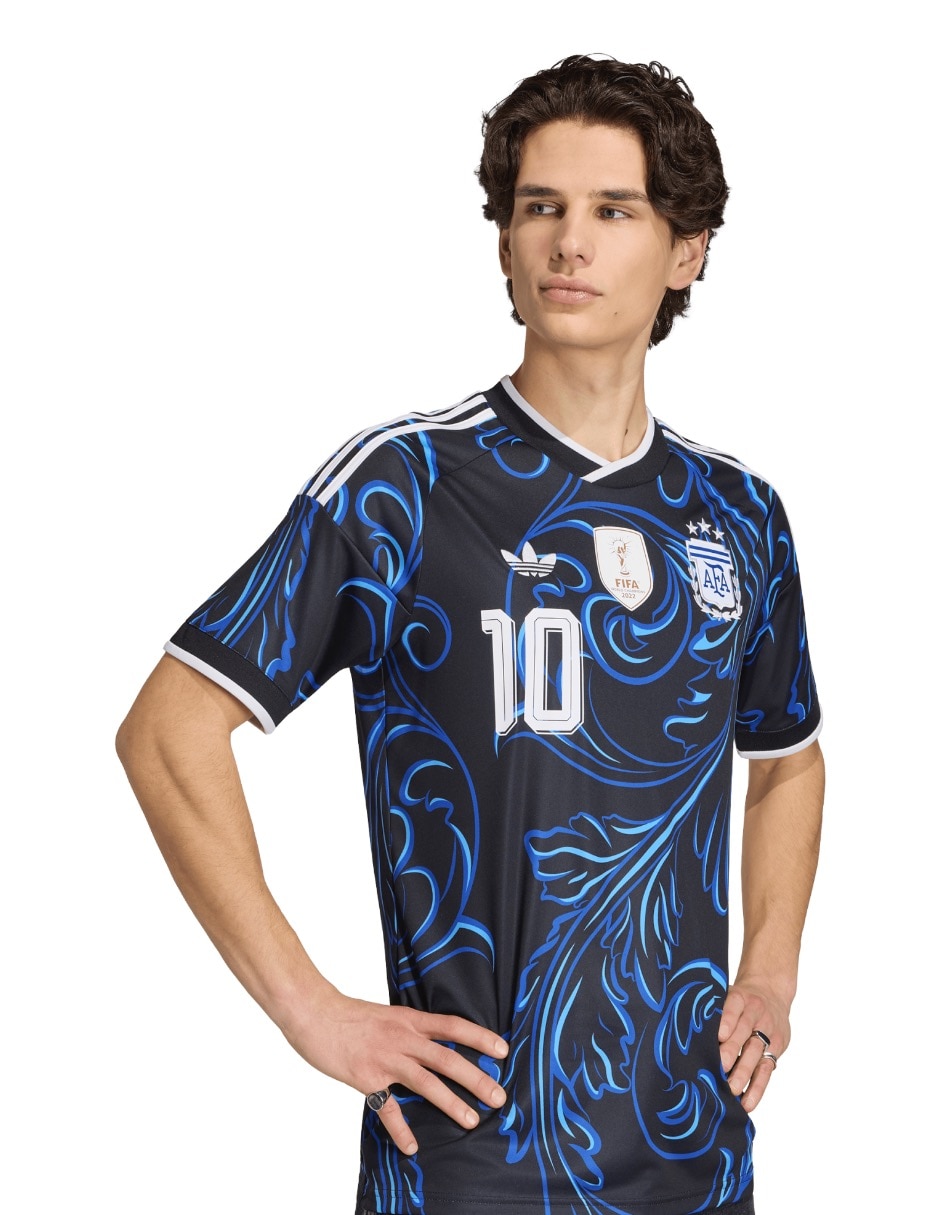 Jersey Selección de fútbol de Argentina visitante de Lionel Messi manga corta jugador para hombre 6